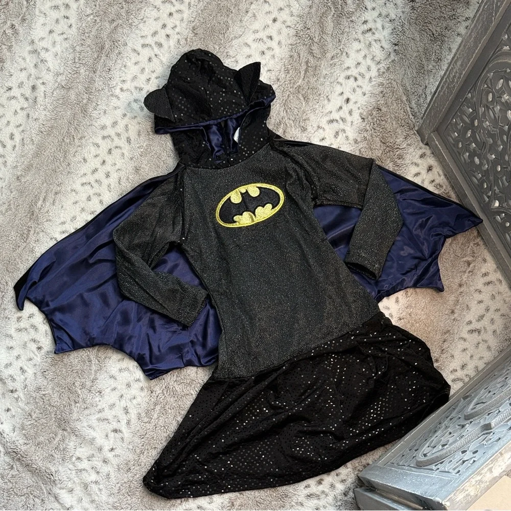 Batman costume dress girls medium sparkly superhero Halloween trick or treat